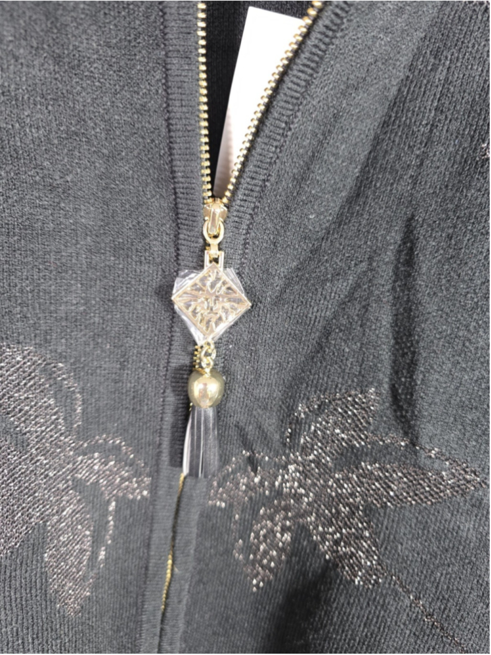 Anne Klein Women's M Black Metallic Floral Poncho Cape Luxury Boho Chic NWT - Picture 5 of 12